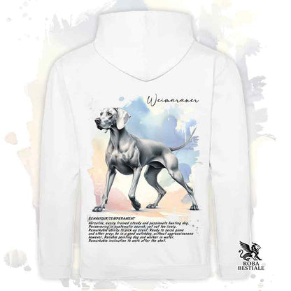 Felpa con cappuccio Weimaraner grigio argento colore bianco con grafica Behavior