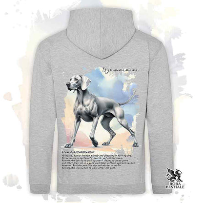 Felpa con cappuccio Weimaraner grigio argento color grigio con grafica Behavior