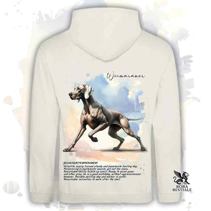 Felpa con cappuccio Weimaraner grigio capriolo colore beige con grafica Behavior