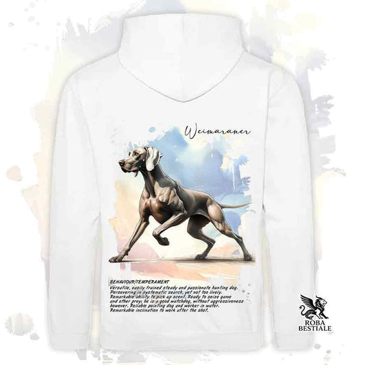 Felpa con cappuccio Weimaraner grigio capriolo colore bianco con grafica Behavior