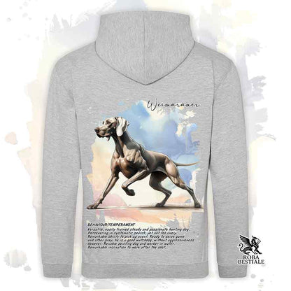 Felpa con cappuccio Weimaraner grigio capriolo colore grigio con grafica Behavior