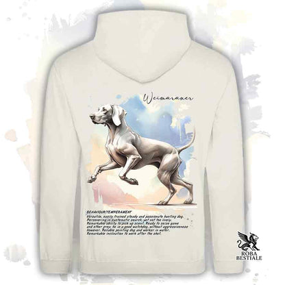 Felpa con cappuccio Weimaraner grigio topo color beige con grafica Behavior