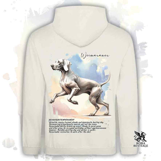 Felpa con cappuccio Weimaraner grigio topo color beige con grafica Behavior