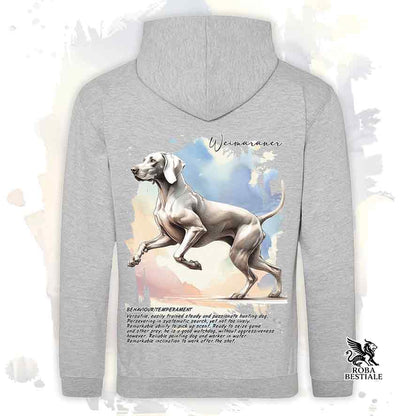 Felpa con cappuccio Weimaraner grigio topo colore grigio con grafica Behavior