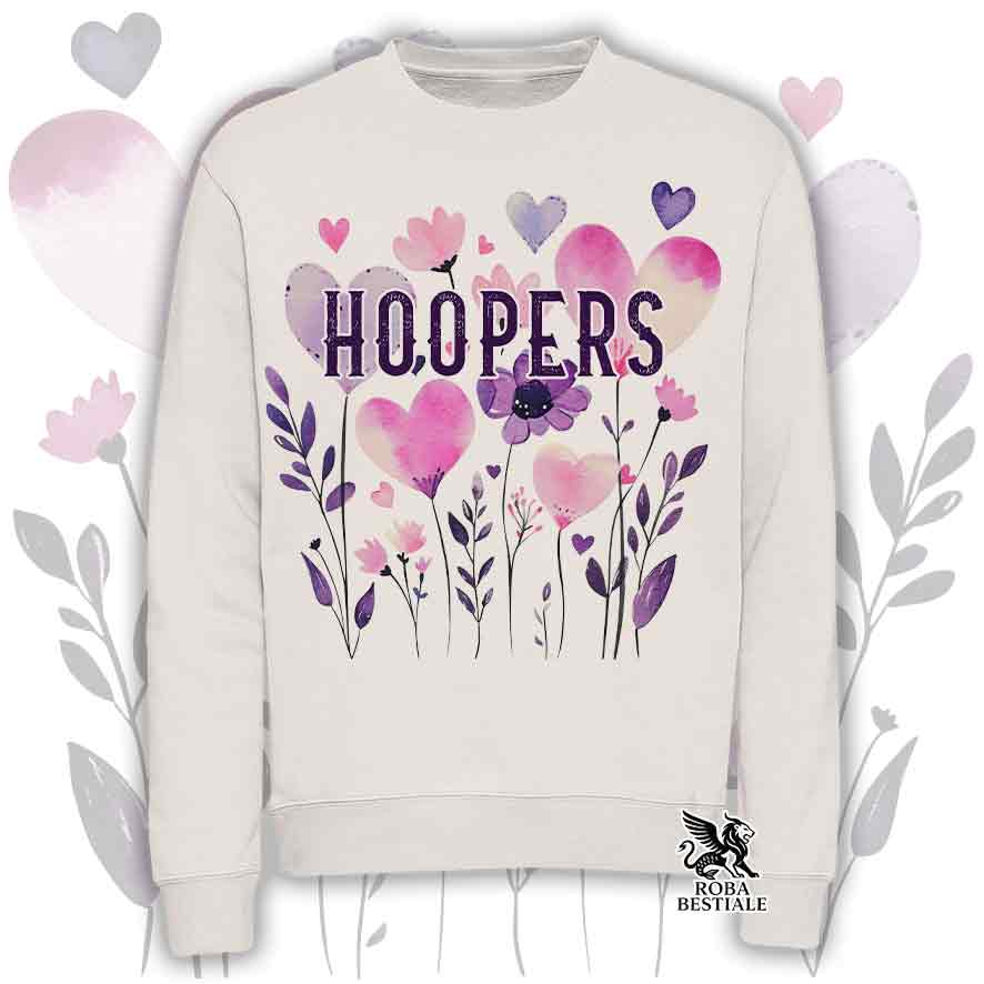 Felpa girocollo beige stampata con una grafica dedicata all'Agility, collezione Candy