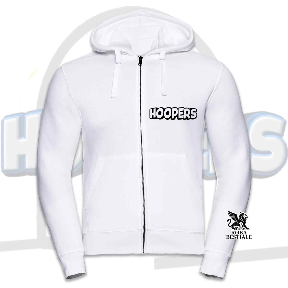 Felpa BORDER COLLIE Bianco e Nero - Cappuccio e Cerniera - Collezione Hoopers Player