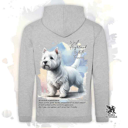 Felpa con cappuccio West Highland White Terrier colore grigio con grafica Behavior