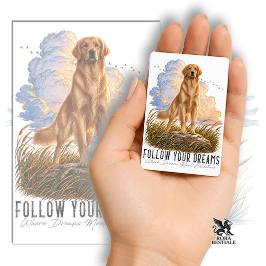 Magnet QUOTES "DREAM" - GOLDEN RETRIEVER - en MDF, 7x5 cm