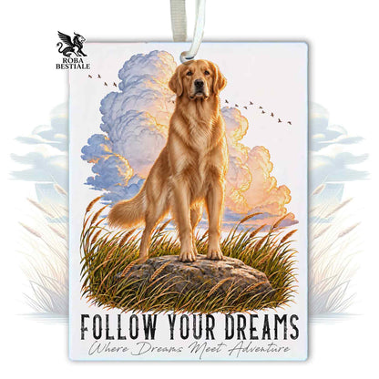 Désodorisant voiture CITATIONS "DREAM" - GOLDEN RETRIEVER - En feutre, avec cordon - 7,5 x 10 cm