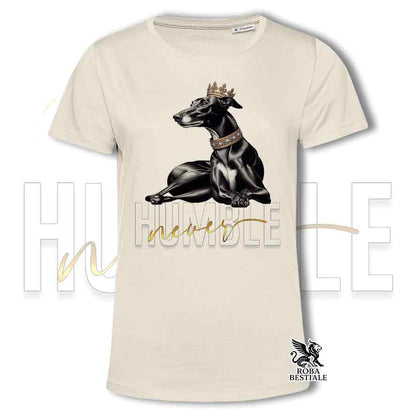 T-shirt stampata con un Greyhound, colore beige con grafica Never Humble