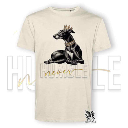 T-shirt stampata con un Greyhound, colore beige con grafica Never Humble