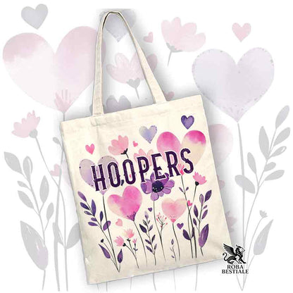 Borsa shopper beige stampata con una grafica dedicata all'Hoopers, collezione Candy