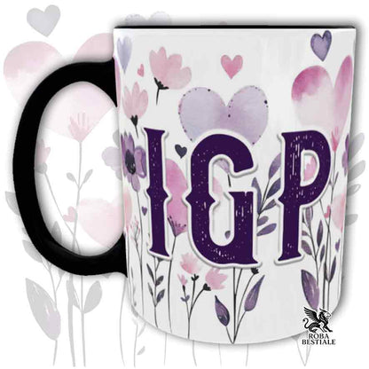 Tazza con dettagli neri stampata con una grafica dedicata all'IGP, collezione Candy