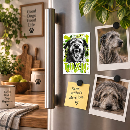 Calamita in MDF con la stampa di un Irish Wolfhound. Idea regalo per amanti dei cani, da Roba Bestiale