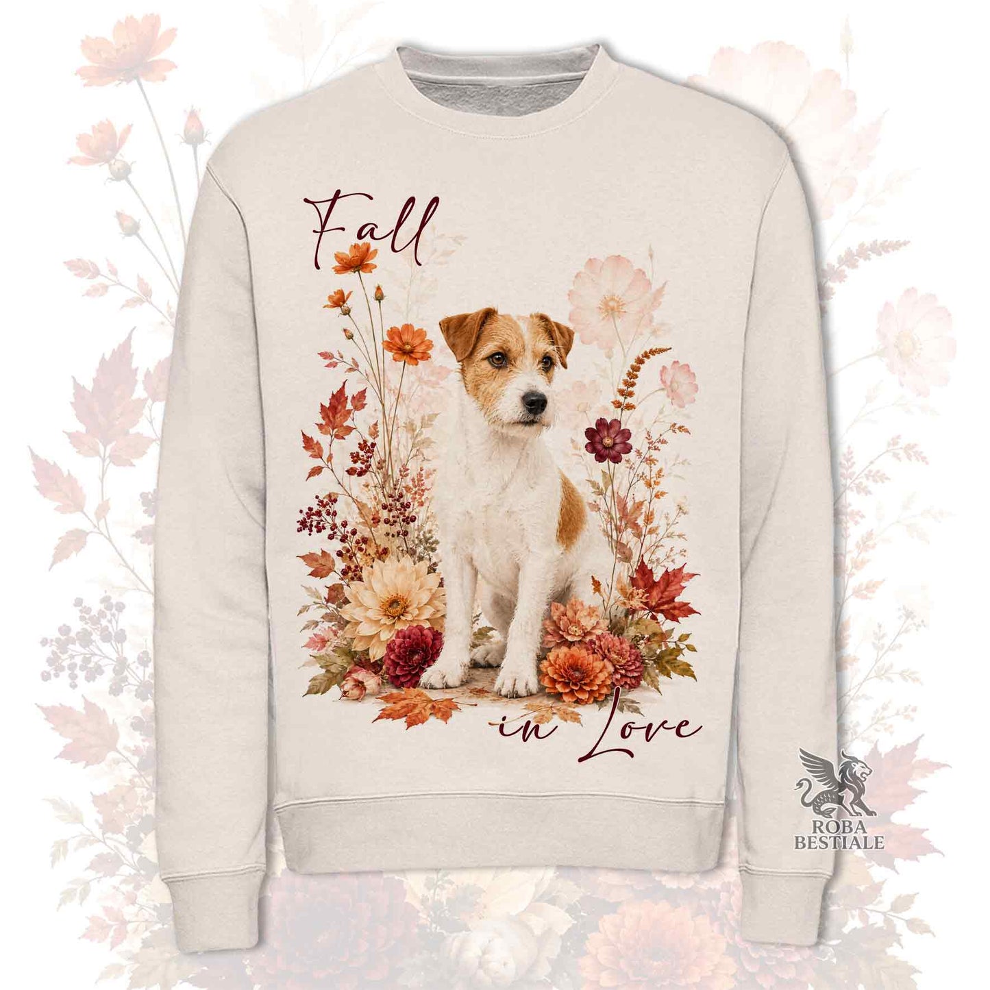 Felpa JACK RUSSELL TERRIER Broken Bianco Fulvo - Girocollo - Collezione Fall...in Love