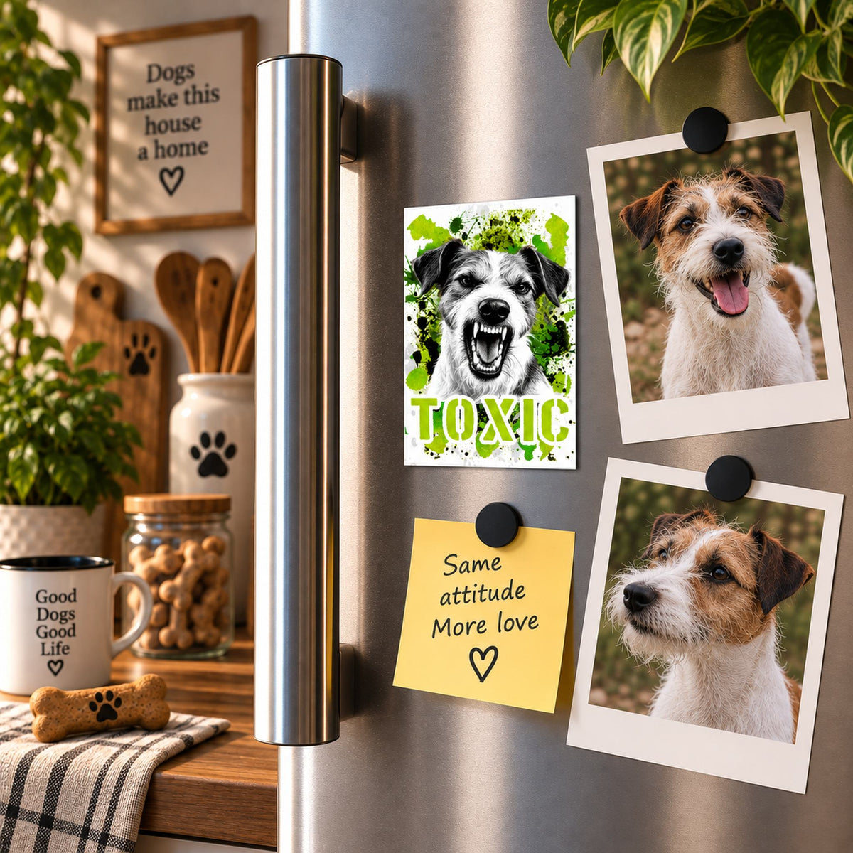 Calamita in MDF con la stampa di un Jack Russell Terrier. Idea regalo per amanti dei cani, da Roba Bestiale