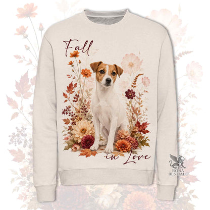 Felpa JACK RUSSELL TERRIER a Pelo Liscio Bianco Fulvo - Girocollo - Collezione Fall...in Love