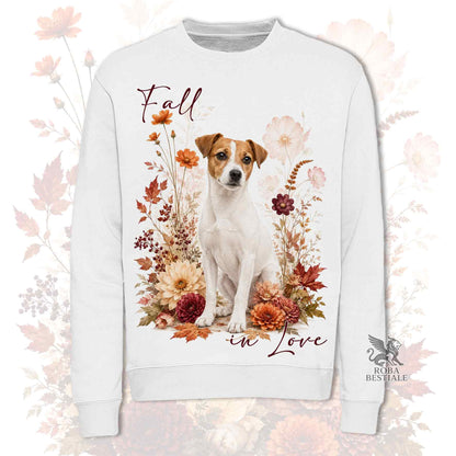 Felpa JACK RUSSELL TERRIER a Pelo Liscio Bianco Fulvo - Girocollo - Collezione Fall...in Love
