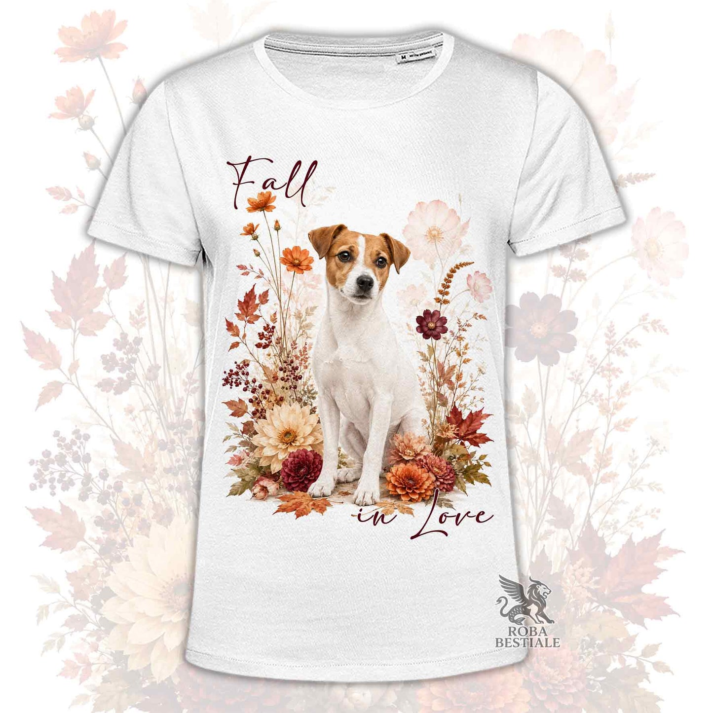 T-Shirt JACK RUSSELL TERRIER a Pelo Liscio Bianco Fulvo - Collezione Fall...in Love