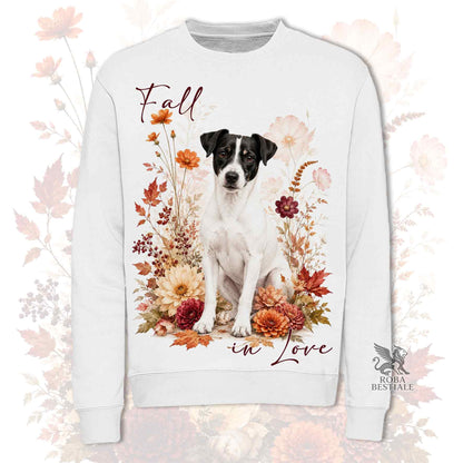 Felpa JACK RUSSELL TERRIER a Pelo Liscio Bianco e Nero - Girocollo - Collezione Fall...in Love