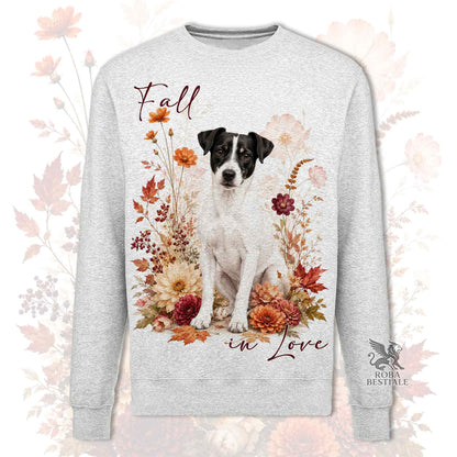 Felpa JACK RUSSELL TERRIER a Pelo Liscio Bianco e Nero - Girocollo - Collezione Fall...in Love