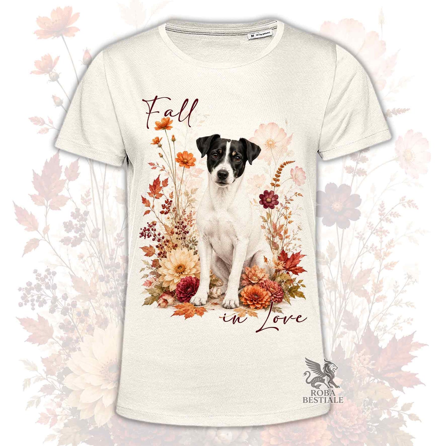 T-Shirt JACK RUSSELL TERRIER a Pelo Liscio Bianco e Nero - Collezione Fall...in Love
