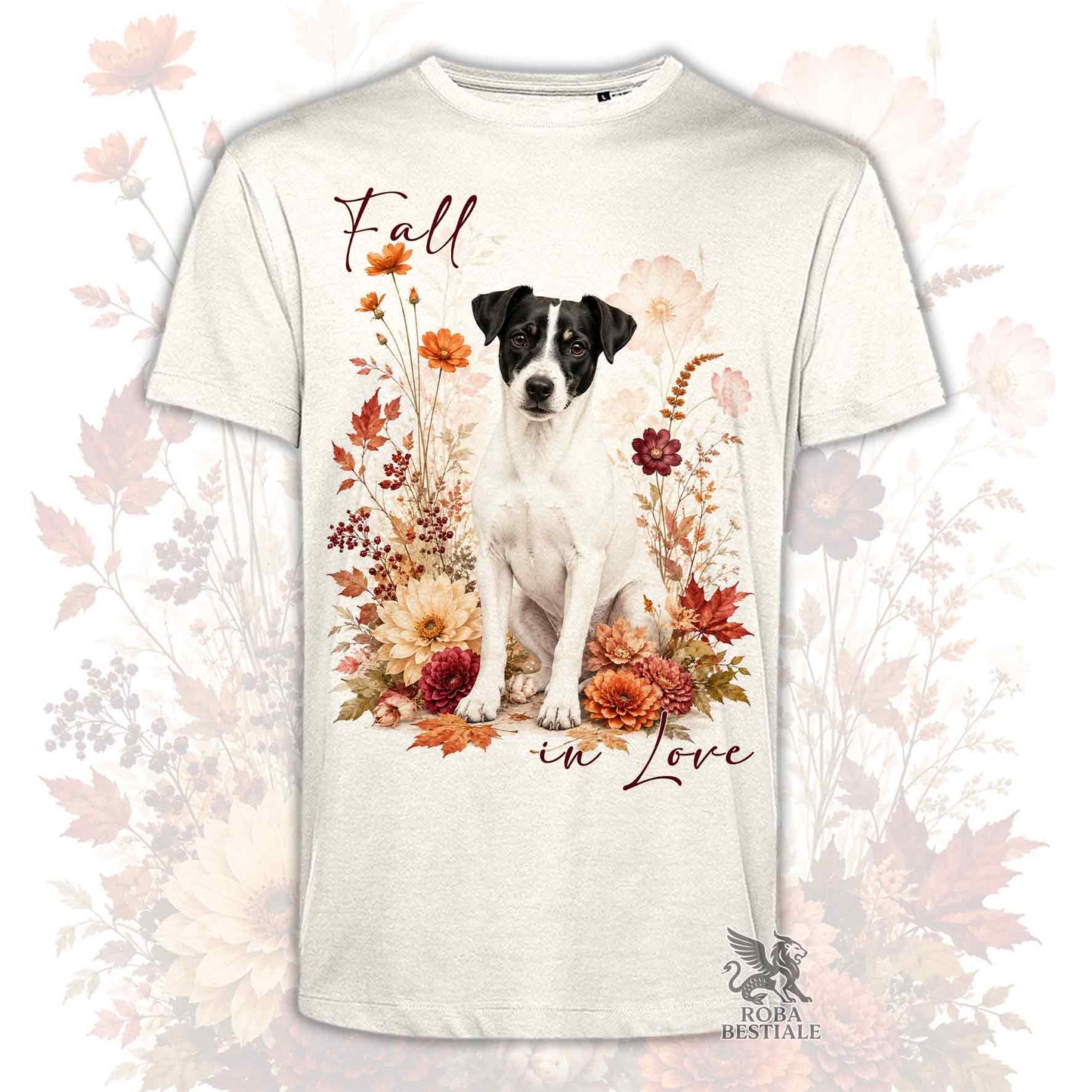 T-Shirt JACK RUSSELL TERRIER a Pelo Liscio Bianco e Nero - Collezione Fall...in Love