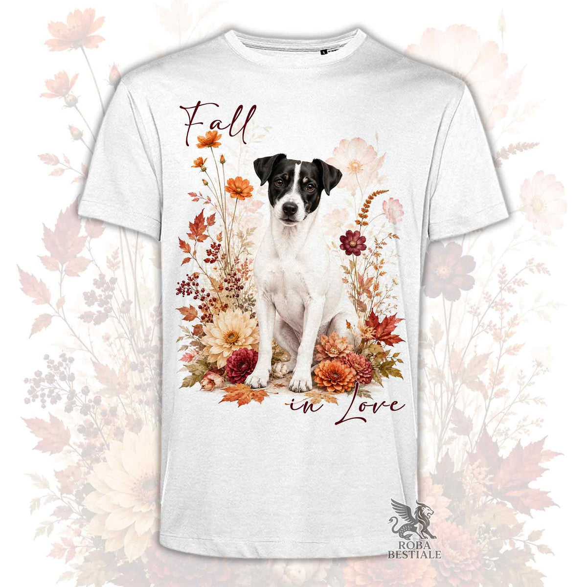 T-Shirt JACK RUSSELL TERRIER a Pelo Liscio Bianco e Nero - Collezione Fall...in Love
