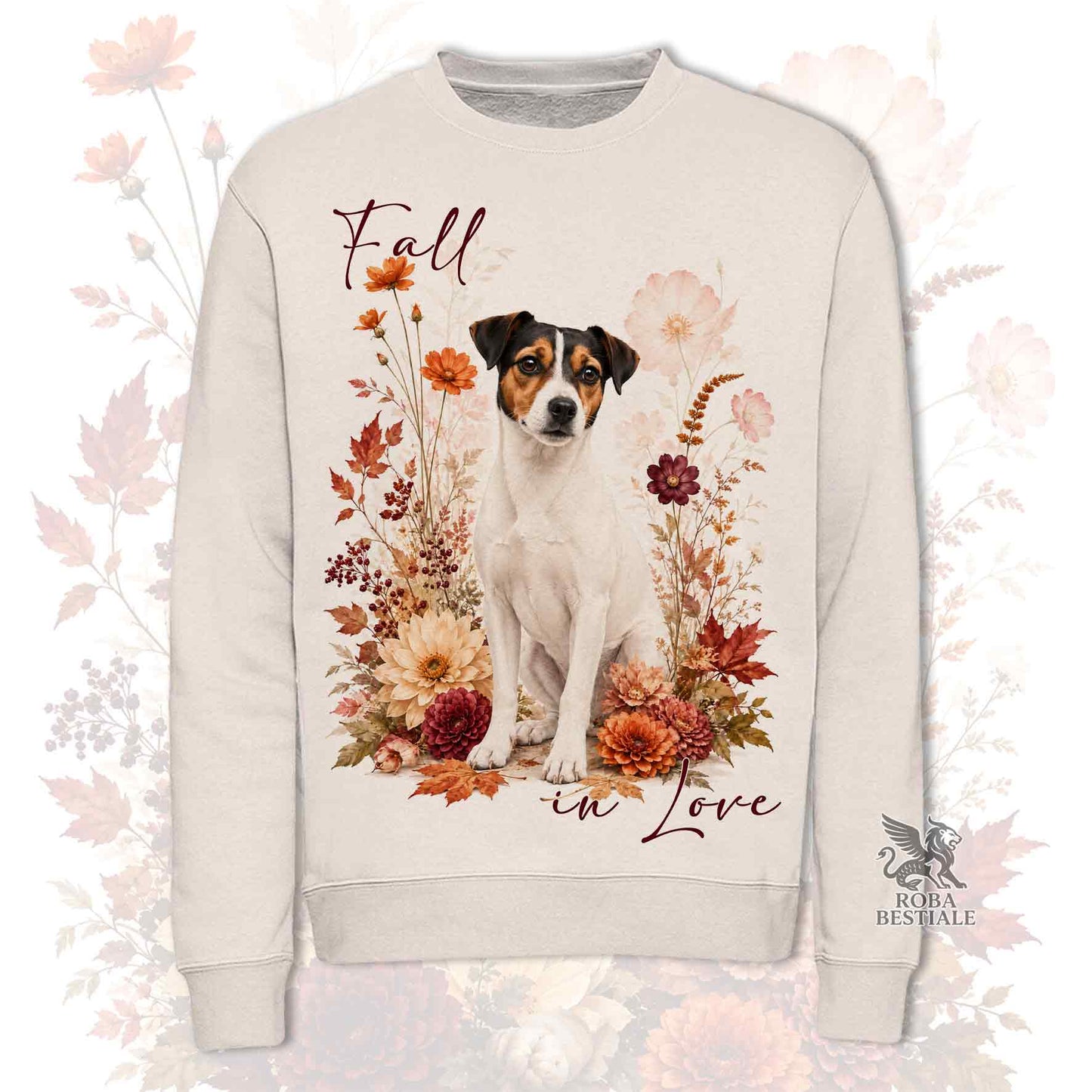 Felpa JACK RUSSELL TERRIER a Pelo Liscio Tricolore - Girocollo - Collezione Fall...in Love