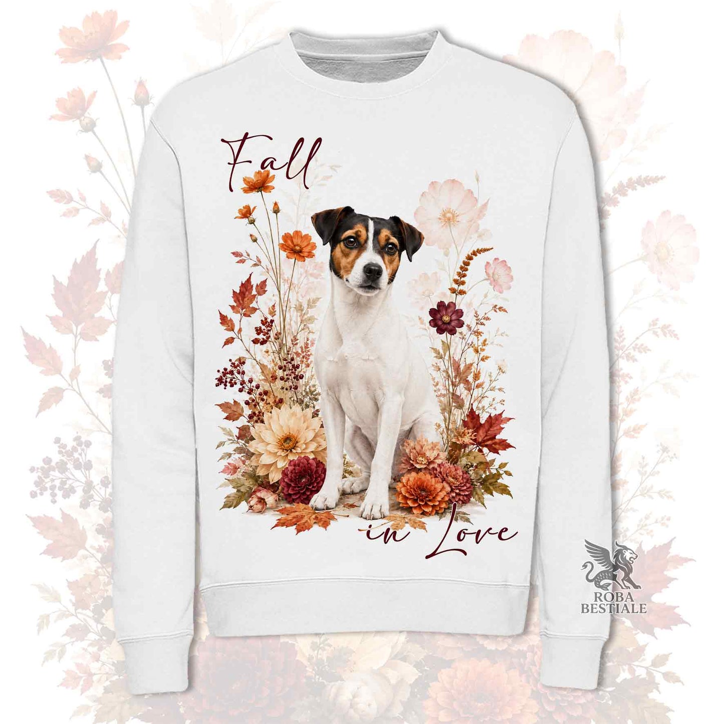Felpa JACK RUSSELL TERRIER a Pelo Liscio Tricolore - Girocollo - Collezione Fall...in Love