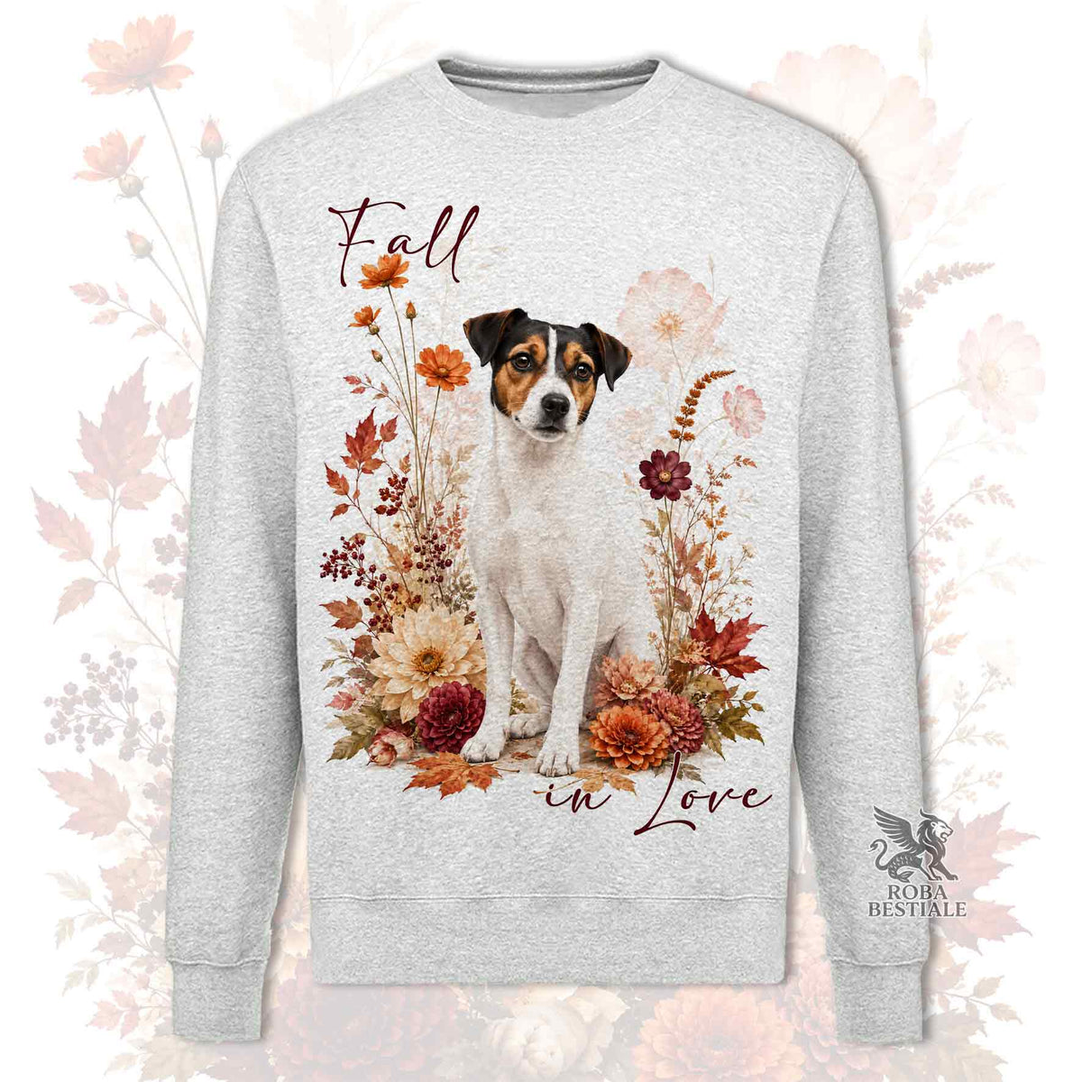 Felpa JACK RUSSELL TERRIER a Pelo Liscio Tricolore - Girocollo - Collezione Fall...in Love