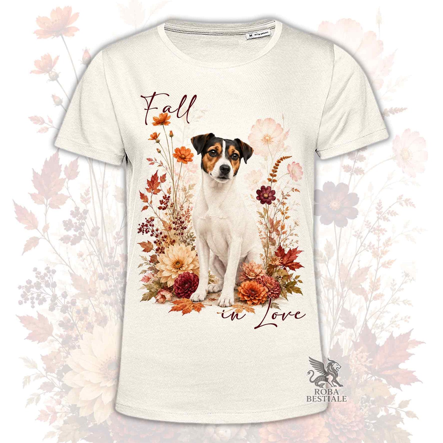 T-Shirt JACK RUSSELL TERRIER a Pelo Liscio Tricolore - Collezione Fall...in Love