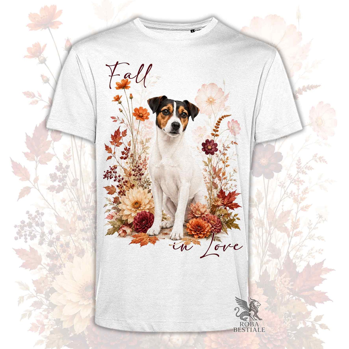 T-Shirt JACK RUSSELL TERRIER a Pelo Liscio Tricolore - Collezione Fall...in Love