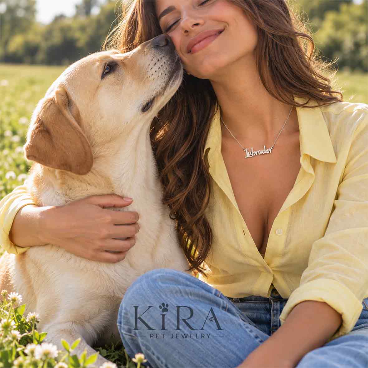 Collier KIRA PET JEWERLY - LABRADOR - En acier inoxydable avec chaîne maille fine