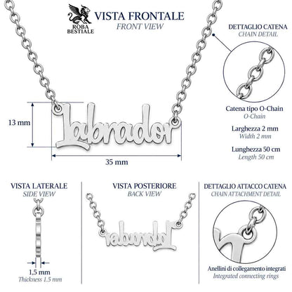 Collier KIRA PET JEWERLY - LABRADOR - En acier inoxydable avec chaîne maille fine