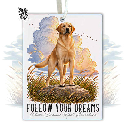 Désodorisant voiture QUOTES "DREAM" - LABRADOR RETRIEVER Jaune - En feutre, avec cordon - 7,5 x 10 cm
