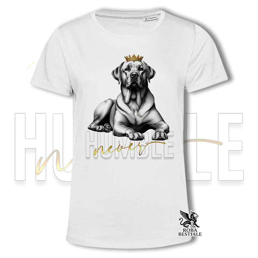 T-shirt stampata con un Labrador giallo, colore bianco con grafica Never Humble