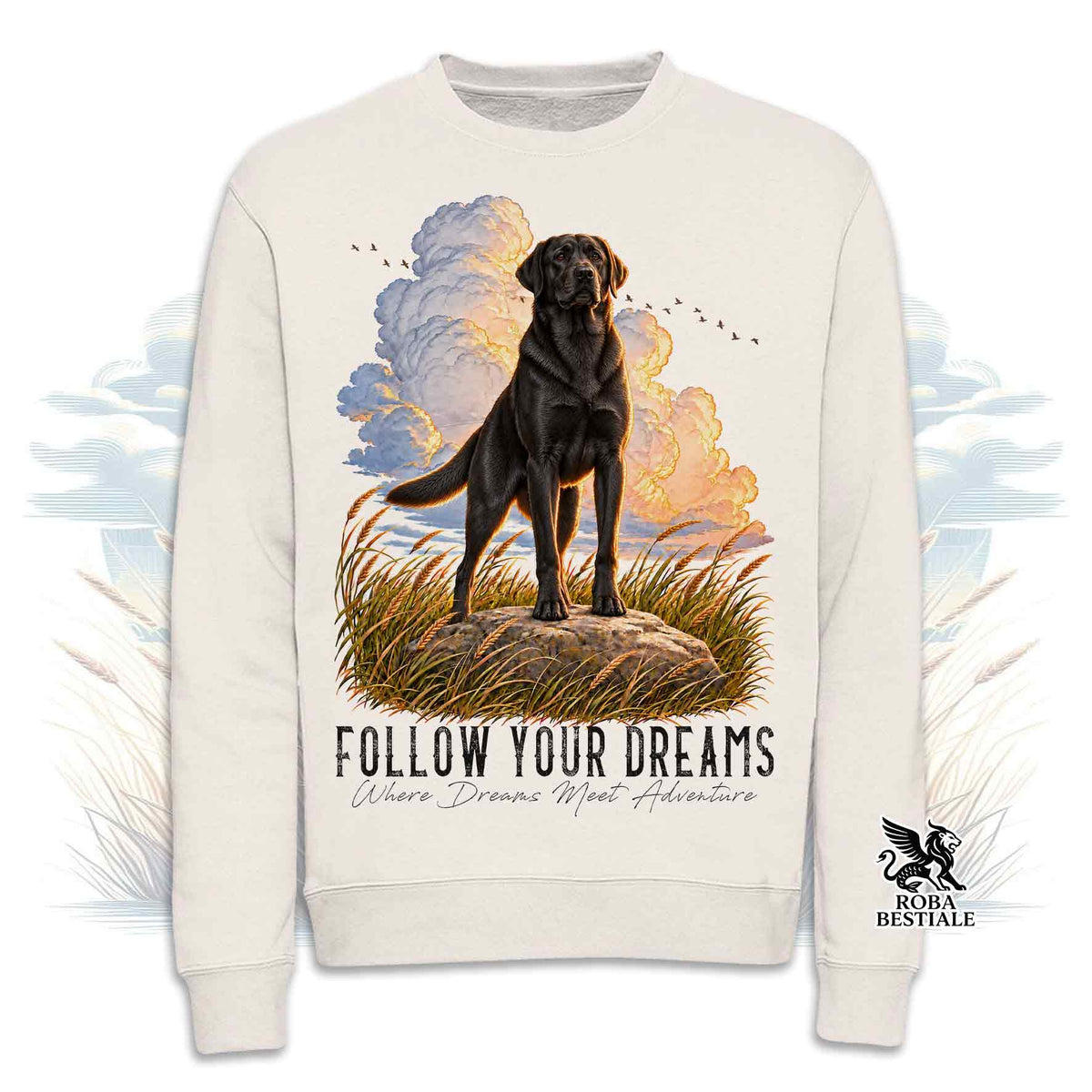 Felpa LABRADOR RETRIEVER Nero - Girocollo - Collezione Dream