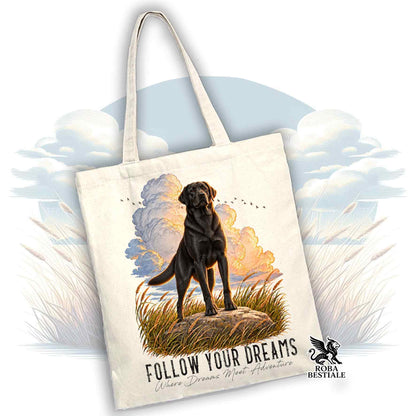 Cabas CITATIONS "RÊVE" - LABRADOR RETRIEVER Noir - Plusieurs couleurs disponibles, 100 % Coton