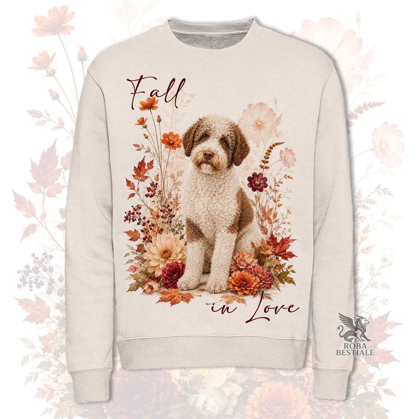 Felpa LAGOTTO ROMAGNOLO Bianco e Marrone - Girocollo - Collezione Fall...in Love