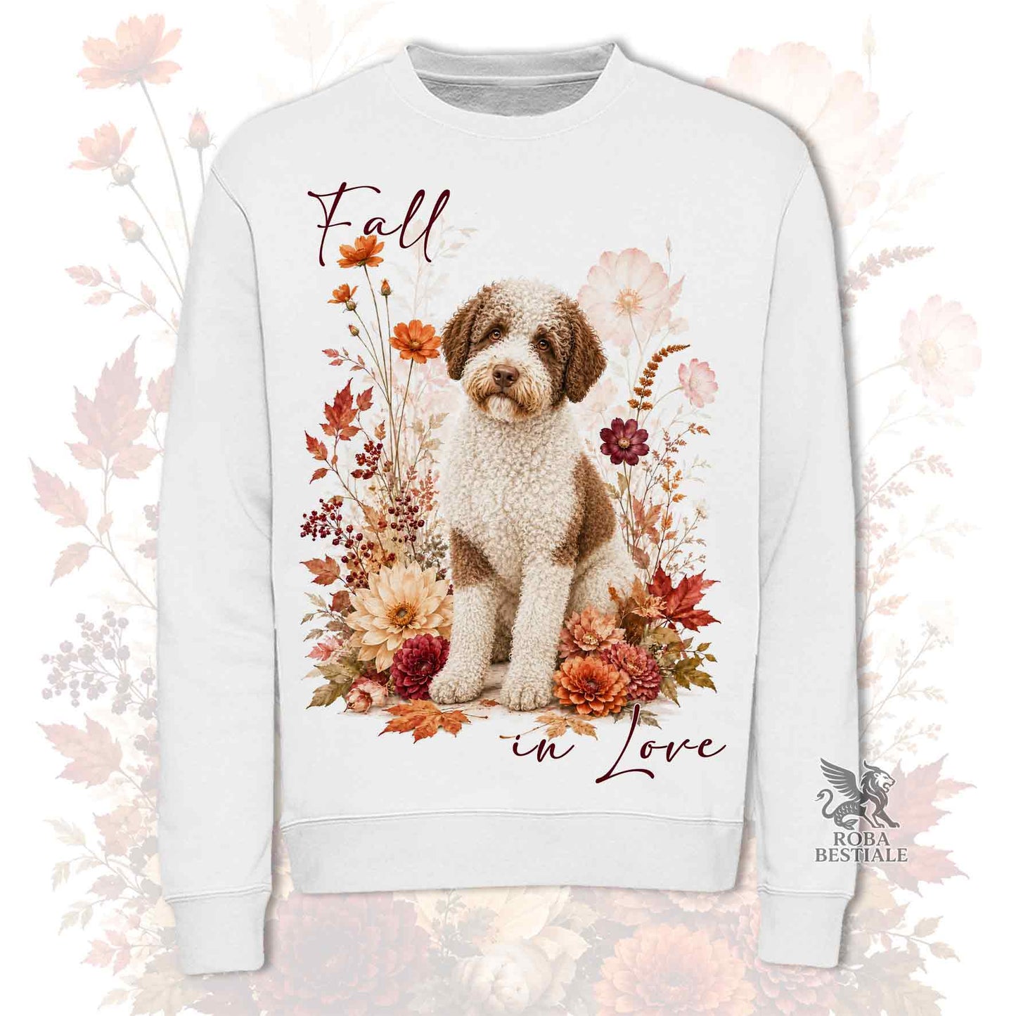 Felpa LAGOTTO ROMAGNOLO Bianco e Marrone - Girocollo - Collezione Fall...in Love