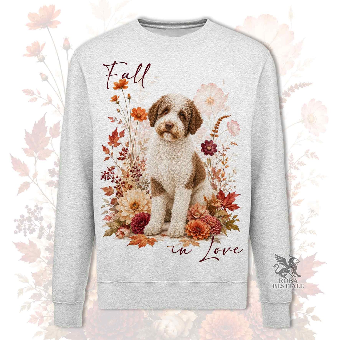 Felpa LAGOTTO ROMAGNOLO Bianco e Marrone - Girocollo - Collezione Fall...in Love