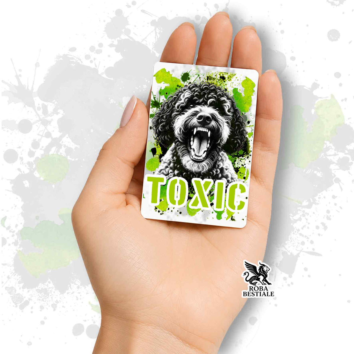 Calamita in MDF con la stampa di un Lagotto Romagnolo. Idea regalo per amanti dei cani, da Roba Bestiale