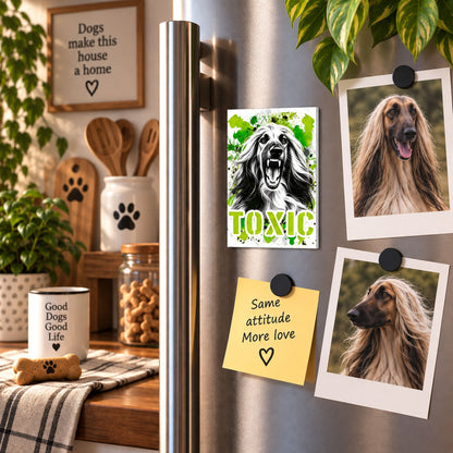Calamita in MDF con la stampa di un Levriero Afgano. Idea regalo per amanti dei cani, da Roba Bestiale