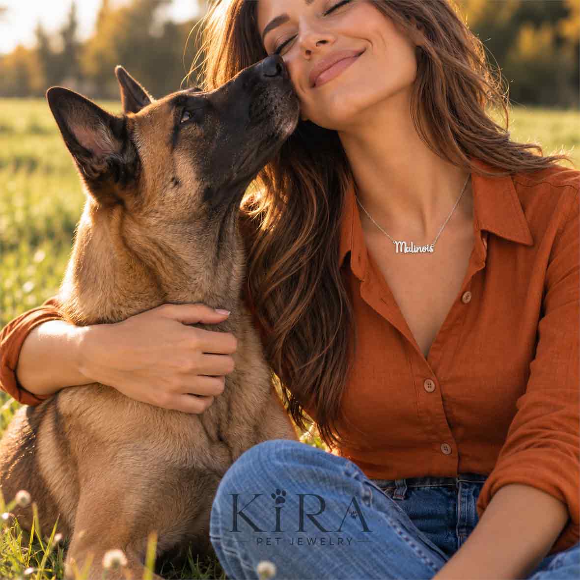 Collier KIRA PET JEWELRY - MALINOIS - En acier inoxydable avec chaîne à mailles fines