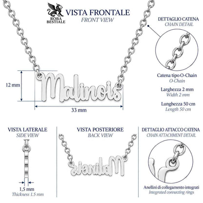 Collier KIRA PET JEWELRY - MALINOIS - En acier inoxydable avec chaîne à mailles fines