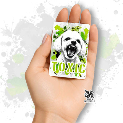 Calamita in MDF con la stampa di un Maltese. Idea regalo per amanti dei cani, da Roba Bestiale