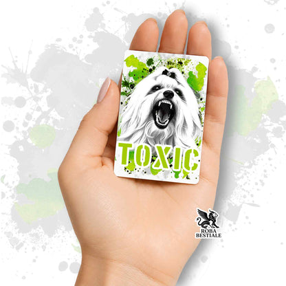 Calamita in MDF con la stampa di un Maltese. Idea regalo per amanti dei cani, da Roba Bestiale