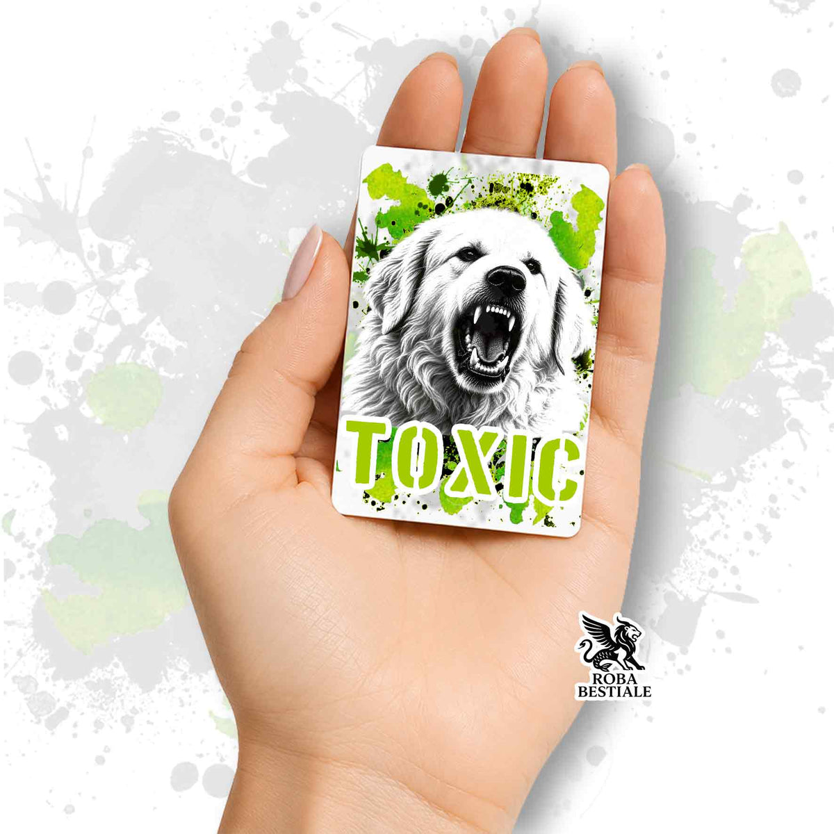 Calamita in MDF con la stampa di un Pastore Abruzzese Maremmano. Idea regalo per amanti dei cani, da Roba Bestiale