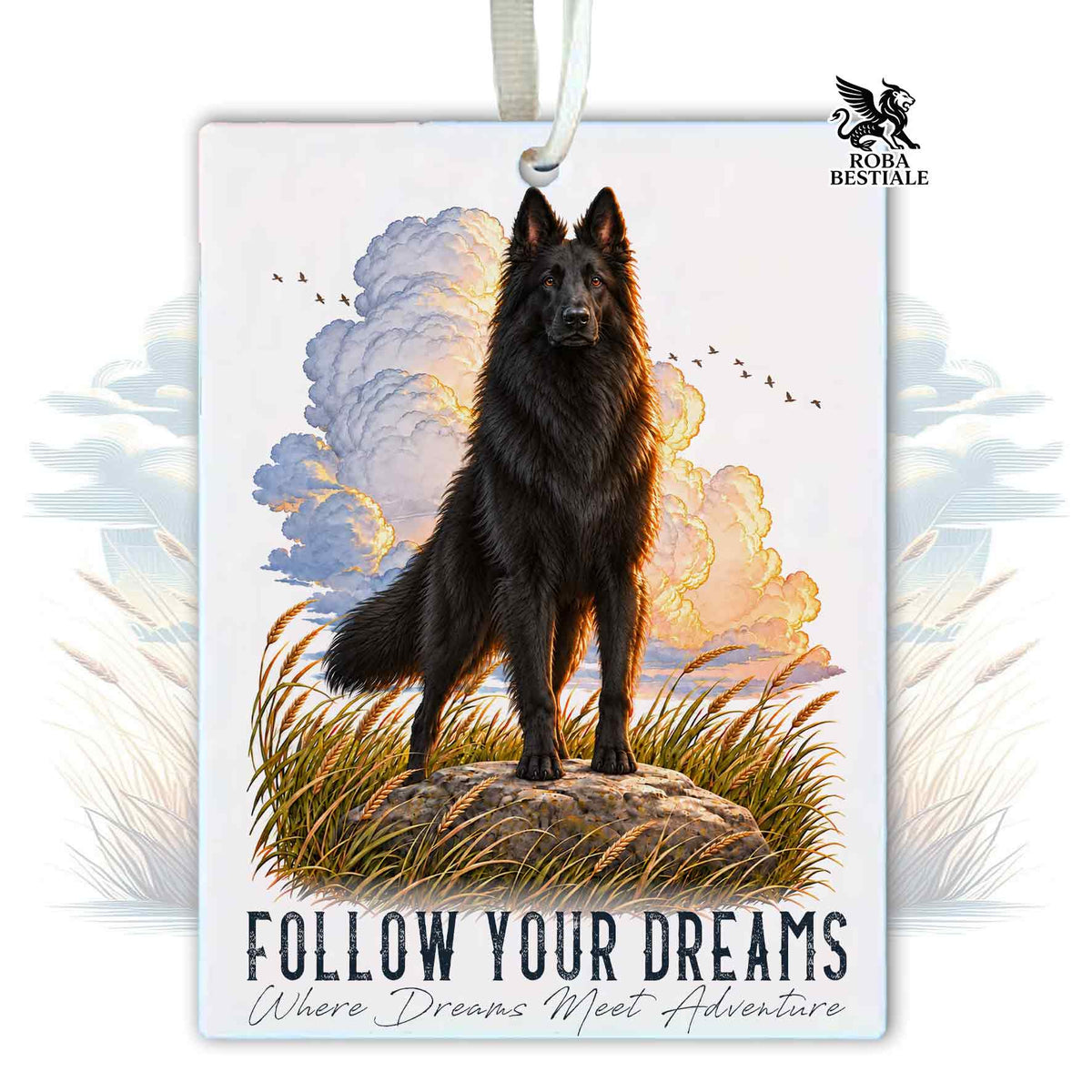 Désodorisant voiture QUOTES "DREAM" - BERGER BELGE GROENENDAEL - En Feutrine, avec cordonnet - 7,5 x 10 cm
